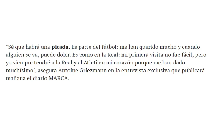 Ya la ve venir: Griezmann contó como cree que lo van a recibir cuando vaya al Wanda