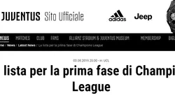 La Juventus presentó su lista para la fase de grupos de la Champions League