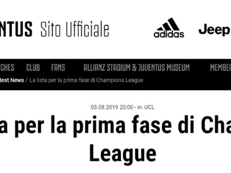 La Juventus presentó su lista para la fase de grupos de la Champions League