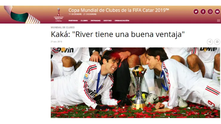 Kaká apuesta por River de cara a la revancha contra Boca: "Tiene una buena ventaja"