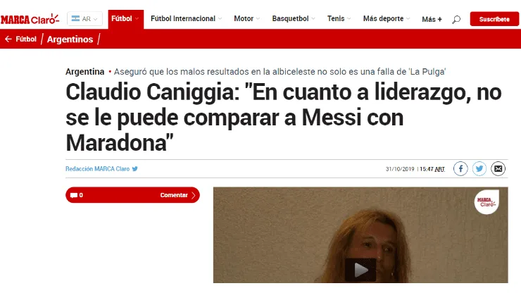 Caniggia: "Si me hablas de liderazgo, no se puede comparar a Messi con Maradona"