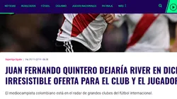 Cuidado, River: aseguran que Juanfer Quintero tiene una "oferta irresistible"