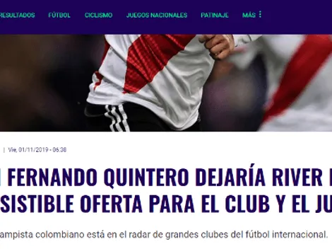 Cuidado, River: aseguran que Juanfer Quintero tiene una "oferta irresistible"