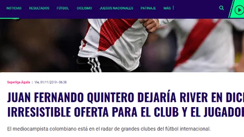 Cuidado, River: aseguran que Juanfer Quintero tiene una "oferta irresistible"