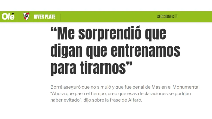 La respuesta de Borré a Alfaro sobre "los jugadores de River se tiran permanentemente"