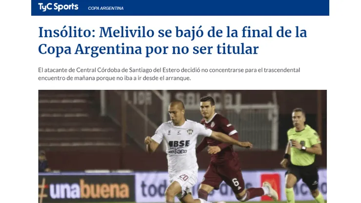Polémico: Melivilo no concentró para la final ante River no ser titular