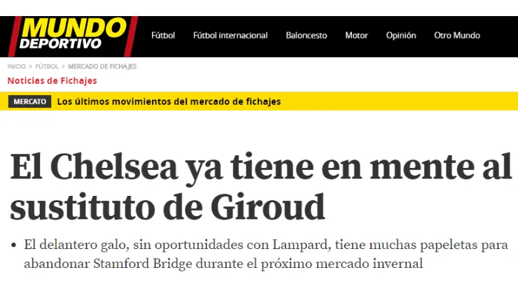 El Chelsea calienta motores para quedarse con el reemplazante de Giroud