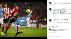 Otamendi subió un fotón a Instagram y una figura del City le puso "Riquelme"