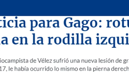 Gago se rompió los ligamentos cruzados