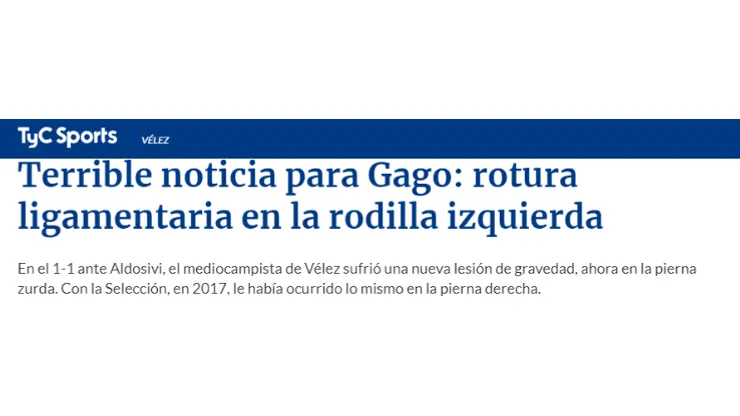 Gago se rompió los ligamentos cruzados