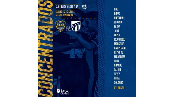 Afuera Andrada y Más: la lista de convocados de Boca contra Atlético Tucumán
