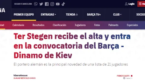 Con la vuelta de Ter Stegen, Barcelona sacó su lista de convocados
