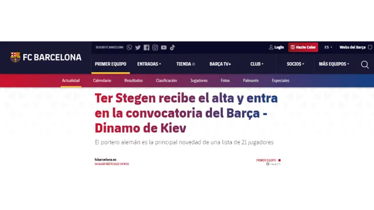 Con la vuelta de Ter Stegen, Barcelona sacó su lista de convocados