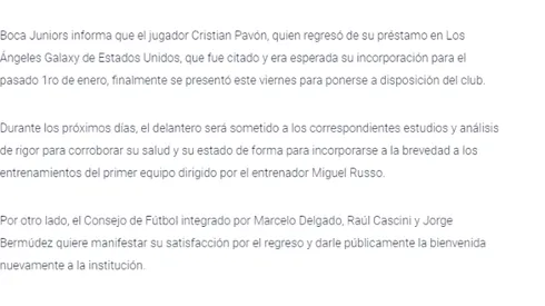 El comunicado de Boca por Pavón: desde su tardío regreso hasta una bienvenida