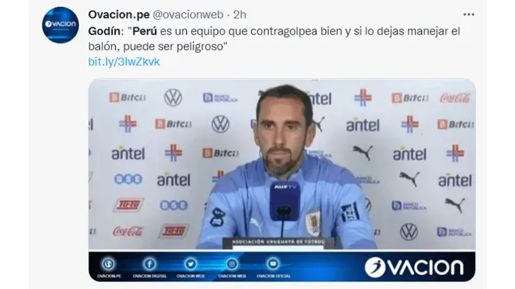 Godín: “Perú es un equipo que contragolpea bien, sería peligroso cederles el balón"