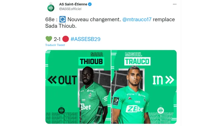 Con Miguel Trauco, Saint-Étienne venció 2-1 al Brest y salió de la zona de descenso