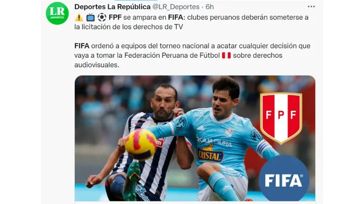 ¡Mano dura! La posición de la FIFA sobre los derechos de TV de la Liga1