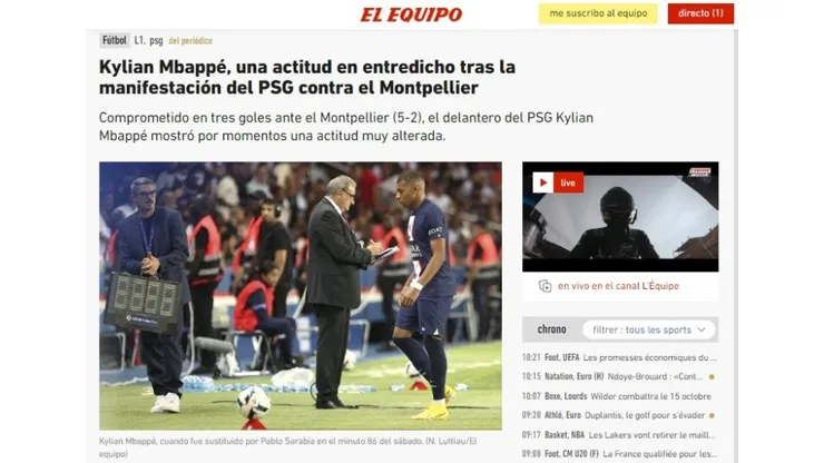 El vestuario del Paris Saint Germain, contra Kylian Mbappé