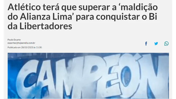 Medios brasileños asustados por la famosa Maldición de Alianza
