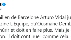 Arturo Vidal, sobre Ousmane Dembélé: "Tiene que madurar"