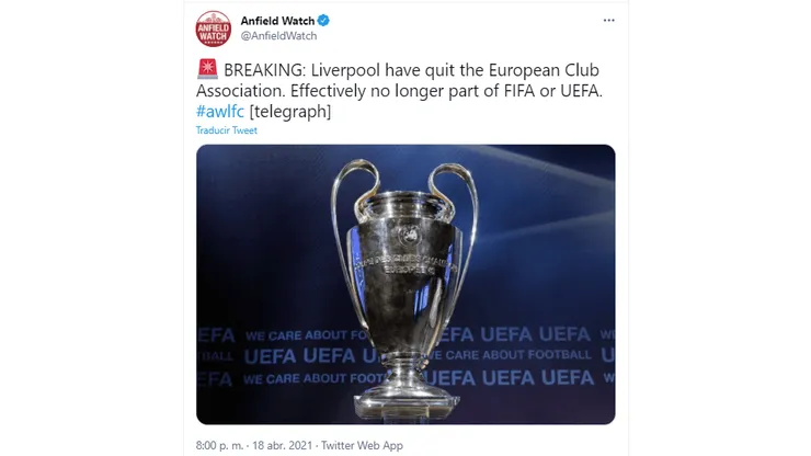 Superliga: Liverpool fue más allá ¡y ya renunció a la FIFA y a la UEFA!