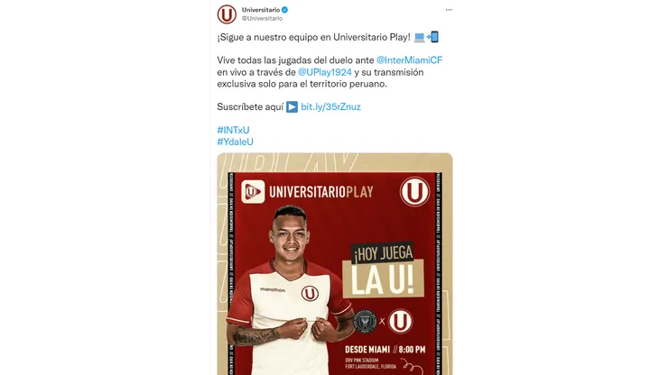 Hinchas cremas podrán ver el duelo amistoso entre Universitario vs. Inter Miami
