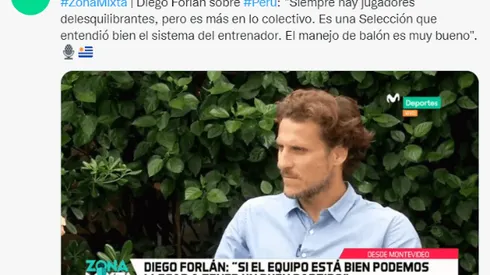 Diego Forlán: "Perú es una selección que entendió bien el sistema de su entrenador"