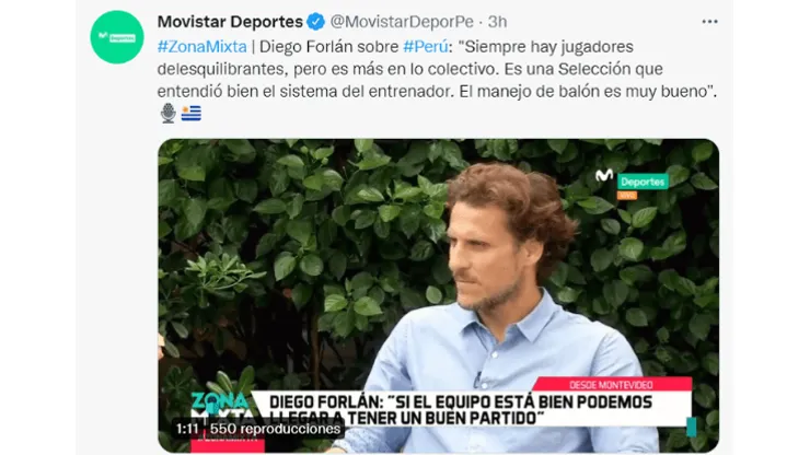 Diego Forlán: "Perú es una selección que entendió bien el sistema de su entrenador"