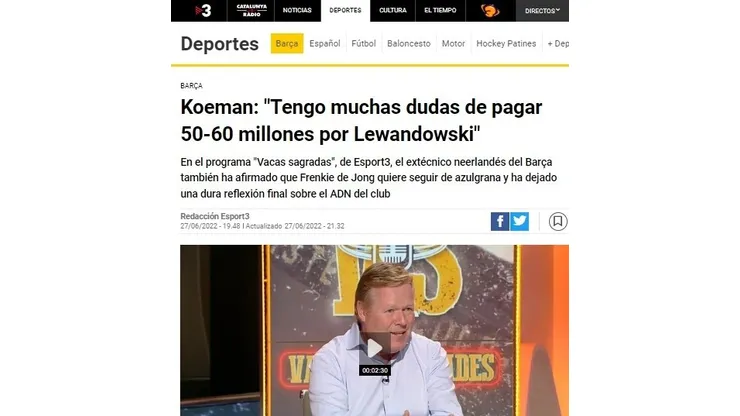 Koeman explota: "Barcelona vive del pasado y del tiki-taka"