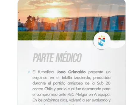 Sporting Cristal confirmó la baja de un jugador para el duelo ante FBC Melgar