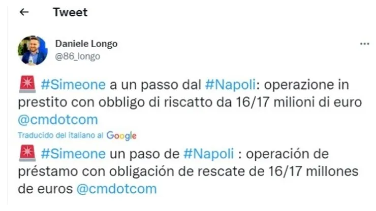 El gigante del Calcio que ultima el fichaje de Gio Simeone