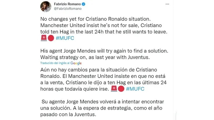 La drástica petición de CR7 al United para terminar con la novela