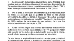 FPF aclara las nuevas modificaciones de la medida cautelar