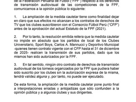FPF aclara las nuevas modificaciones de la medida cautelar