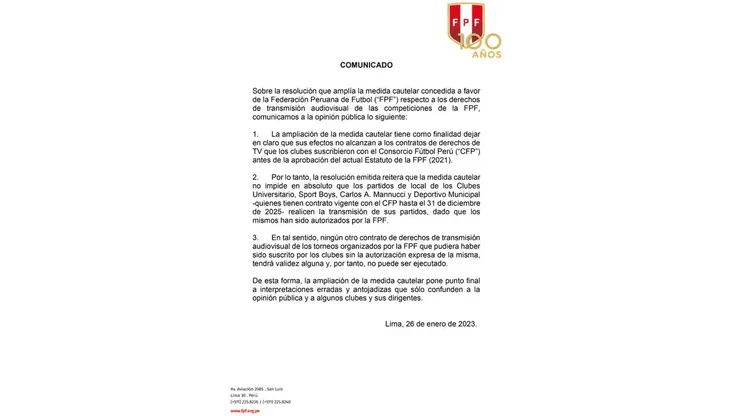FPF aclara las nuevas modificaciones de la medida cautelar