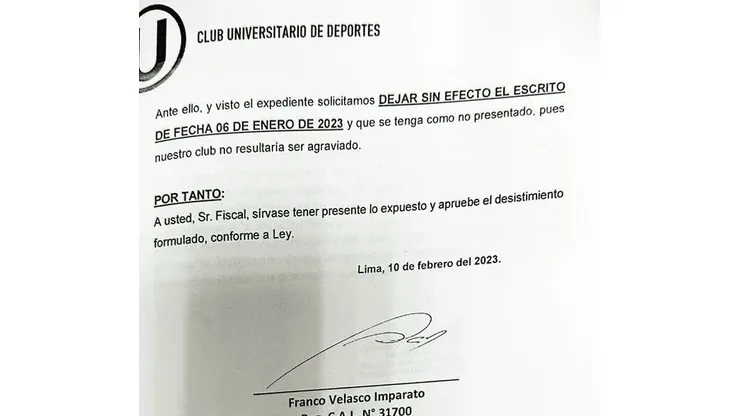 Universitario de Deportes dejó atrás su denuncia contra la FPF