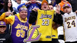 Fans watch warmup between the Denver Nuggets and the Los Angeles Lakers during game one of the Western Conference First Round Playoffs at Ball Arena on April 20, 2024.