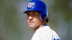 Second baseman Ryne Sandberg of the Chicago Cubs stands on the field during a game at Wrigley Field in Chicago in 1992.