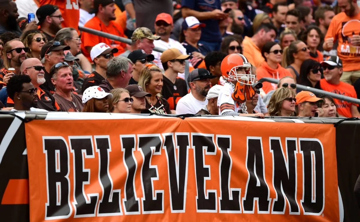 Cleveland Browns fans in the stands during the game against the Chicago Bears in 2021. (Source: Emilee Chinn/Getty Images)