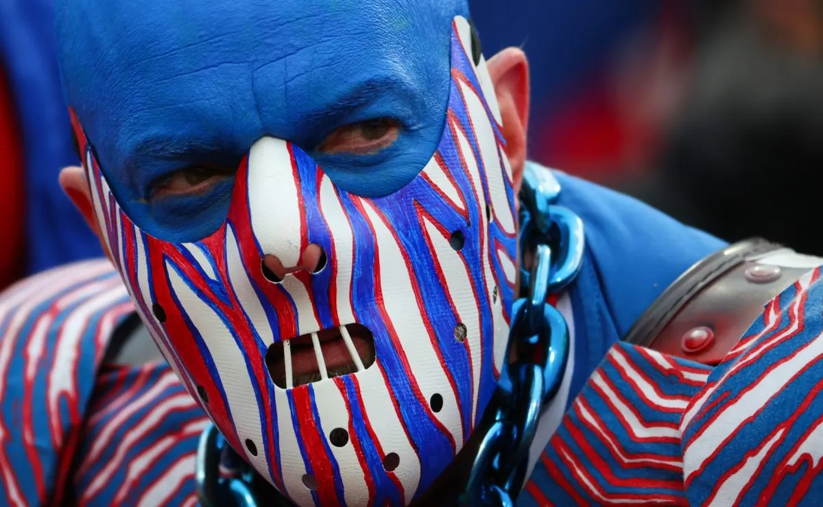 A Buffalo Bills fan looks on during the second half of the game against the New England Patriots. (Source: Timothy T Ludwig/Getty Images)