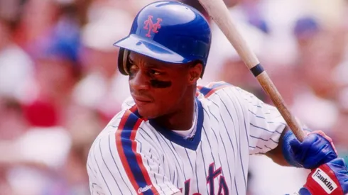 Outfielder Darryl Strawberry of the New York Mets in action during a game at Shea Stadium in 1988.