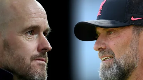 Erik ten Hag and Jurgen Klopp. Credit: Dean Mouhtaropoulos - Mike Hewitt/Getty Images