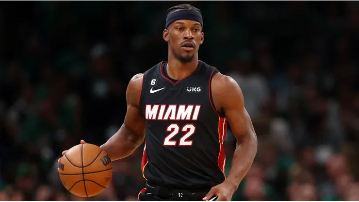 Jimmy Butler of the Miami Heat during the 2023 Eastern Conference Finals against the Celtics