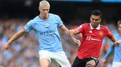 Erling Haaland of Manchester City and Casemiro of Manchester United