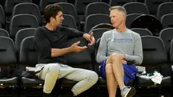 Warriors GM Bob Myers and coach Steve Kerr