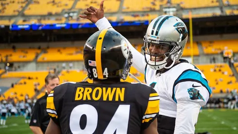 Antonio Brown (left, Pittsburgh Steelers) with Cam Newton (right, Carolina Panthers) - NFL