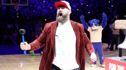 Jason Kelce at a Philadelphia 76ers game