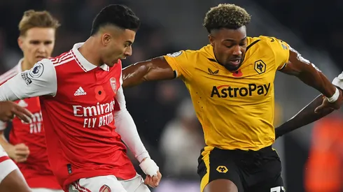Thomas Partey of Arsenal and Adama Traore of Wolves
