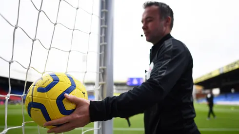 Referee testing the goal-line technology