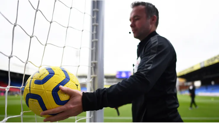 Referee testing the goal-line technology